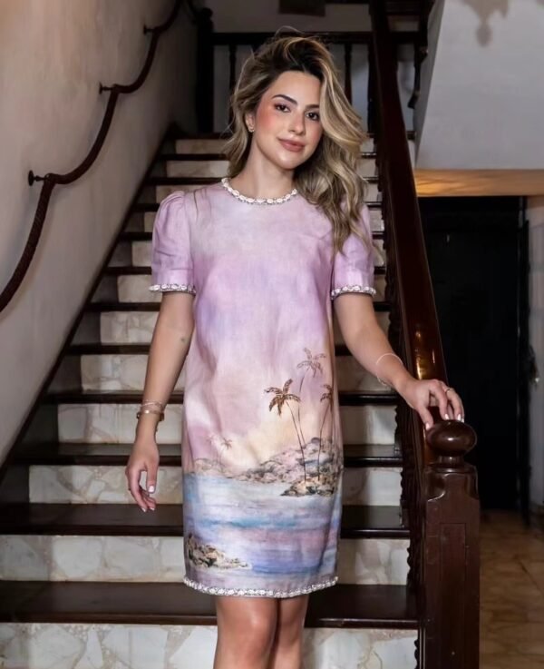 Vestido Corto Estampado Olas