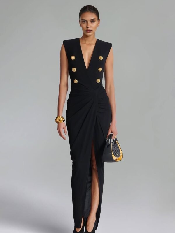 Vestido Negro Botones