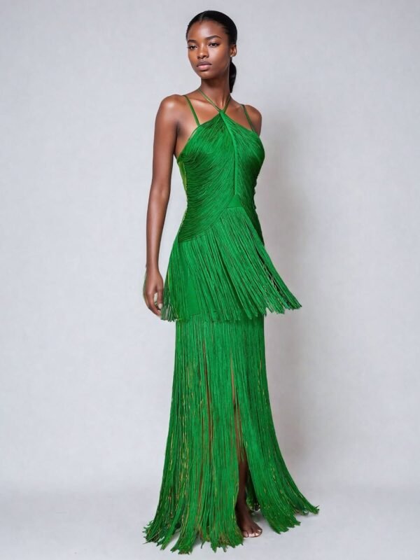 Vestido Verde Largo Listones - Image 2