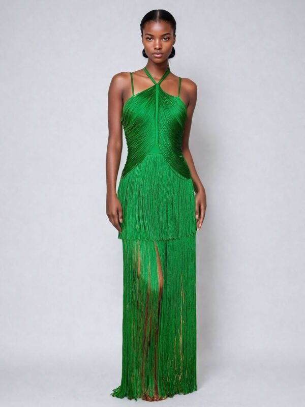 Vestido Verde Largo Listones