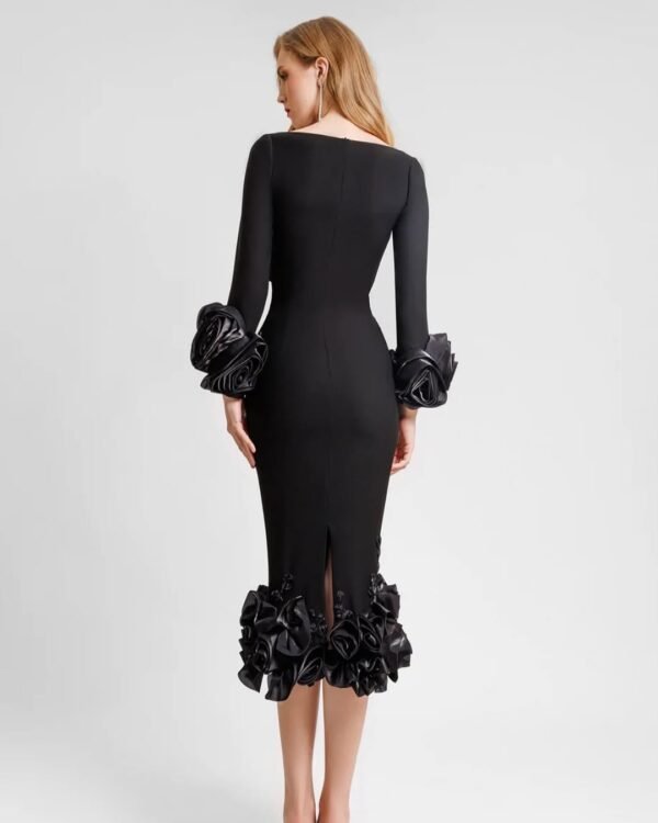 Vestido Largo Negro Flores - Image 2